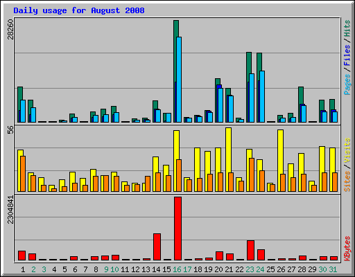 Daily usage for August 2008