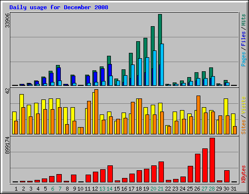 Daily usage for December 2008