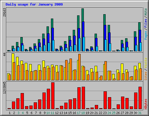 Daily usage for January 2009