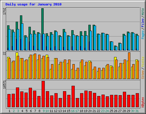 Daily usage for January 2010