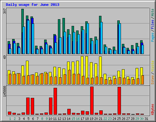 Daily usage for June 2013