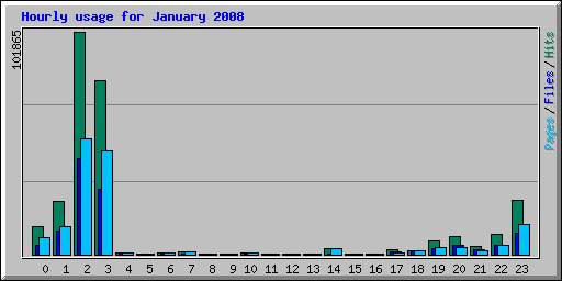 Hourly usage for January 2008