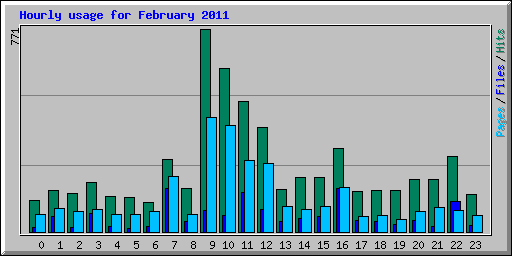 Hourly usage for February 2011