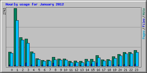 Hourly usage for January 2012