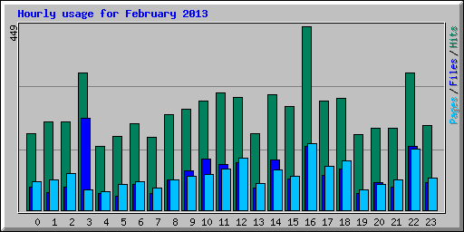 Hourly usage for February 2013
