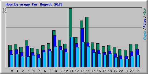 Hourly usage for August 2013